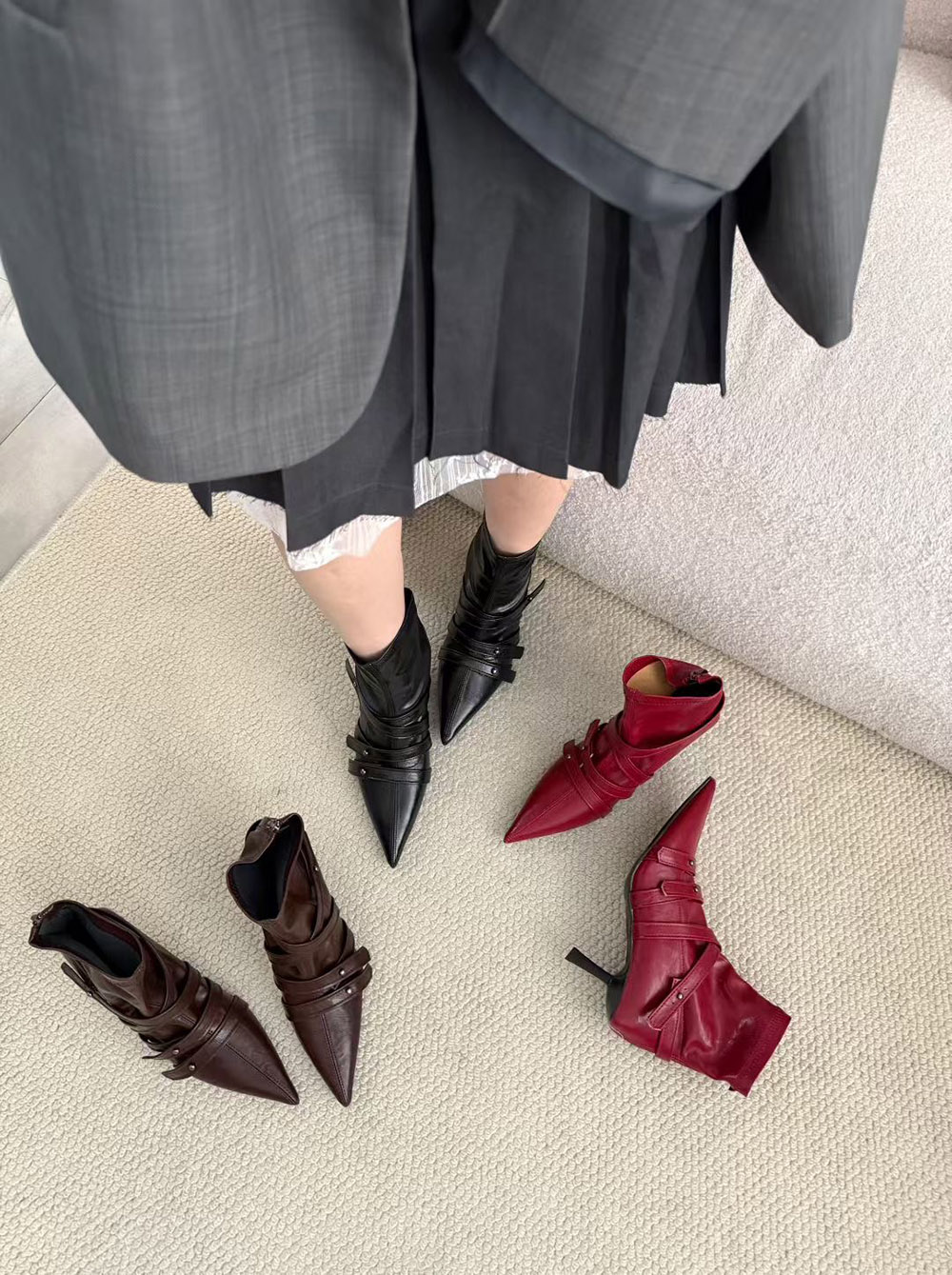 Pointed Toe Women Ankle Boots  - Bandage ulasan dan harga