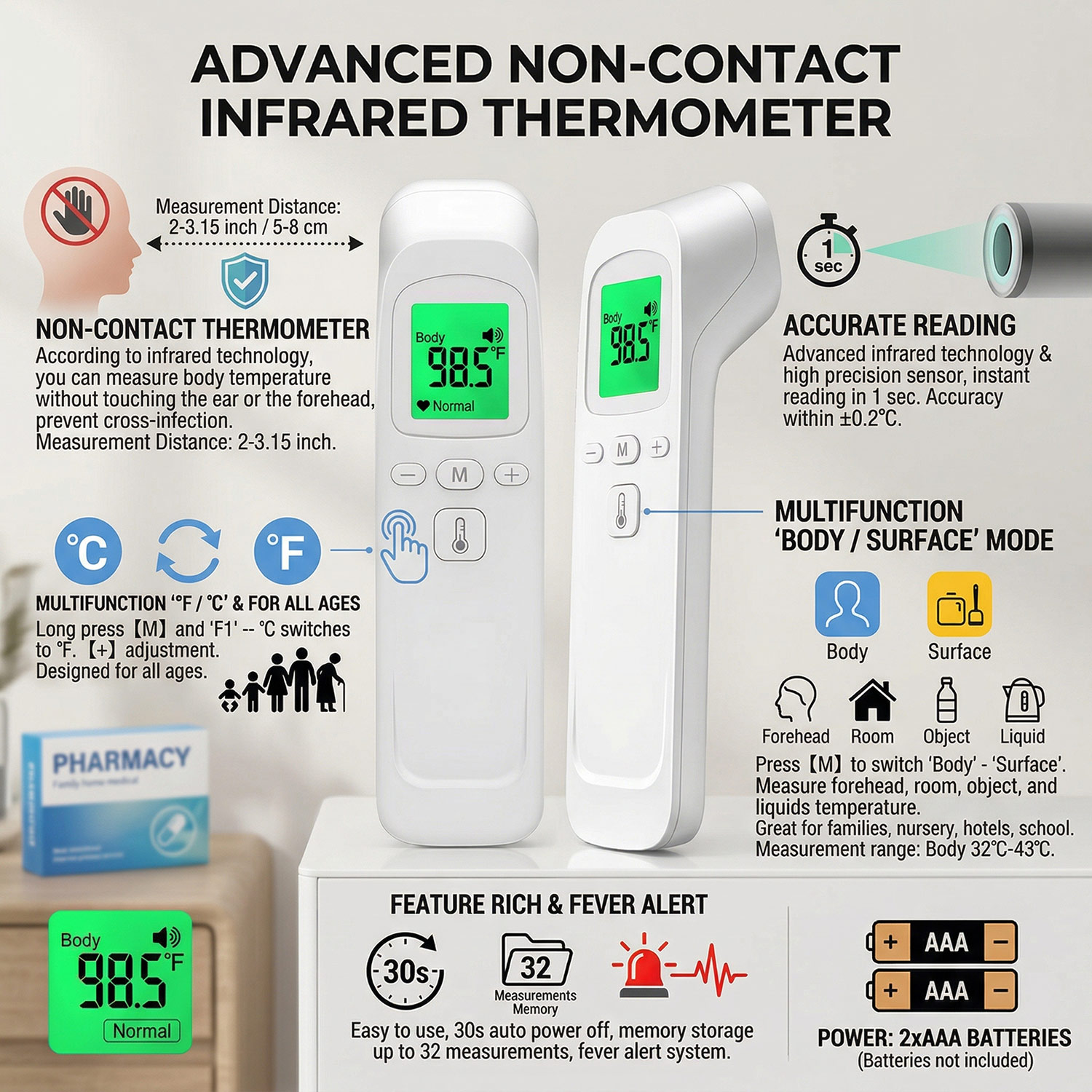 Digital Forehead Thermometer E - Pulse Oximeter ulasan dan harga